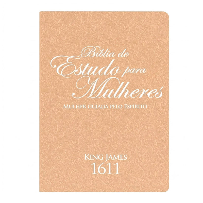 Bíblia de Estudo para Mulheres | BKJ 1611 | Letra normal | Capa Luxo Rose e Branco