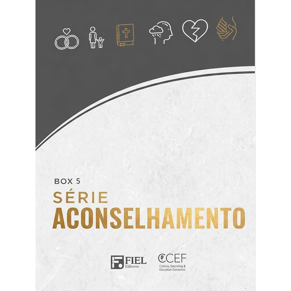 Box 5 Série Aconselhamento, capa cinza e dourada com ícones e títulos em destaque — Plenitude