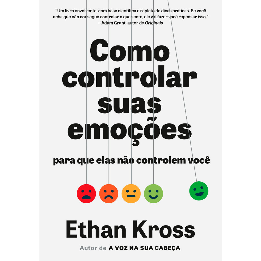 Livro: Como Controlar Suas Emoções Para Que Elas Não Controlem Você, capa branca com título em preto e emojis coloridos. — Plenitude