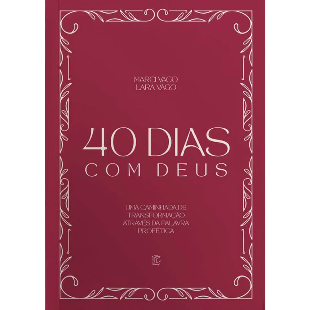 Livro de capa dura, "Devocional 40 Dias Com Deus", em tom de vinho com detalhes brancos. — Plenitude