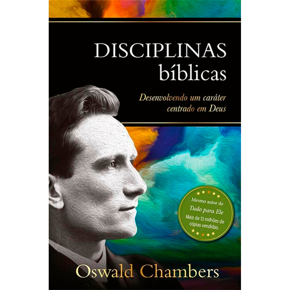 Livro de capa dura, "Disciplinas Bíblicas" de Oswald Chambers, com capa preta e foto do autor. — Plenitude