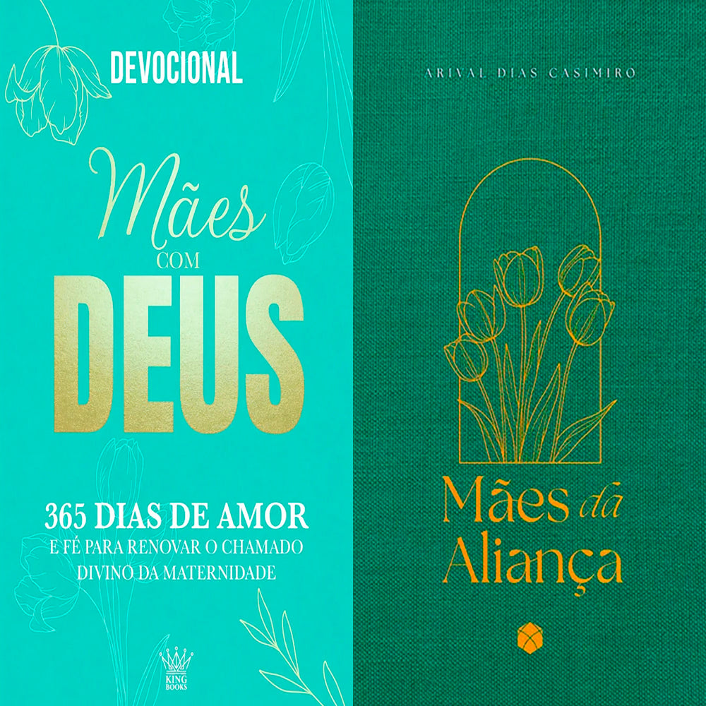 Kit Devocional Mães Com Deus, 365 Dias de Amor, Arival Dias Casimiro, capas verde-água e verde escuro — Plenitude