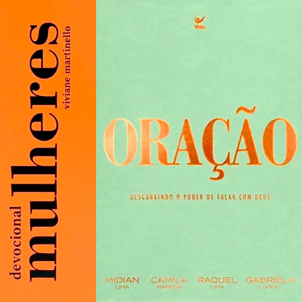 Kit Devocional Mulheres 2026 de Viviane Martinello e Devocional Oração, capas laranja e verde. — Plenitude