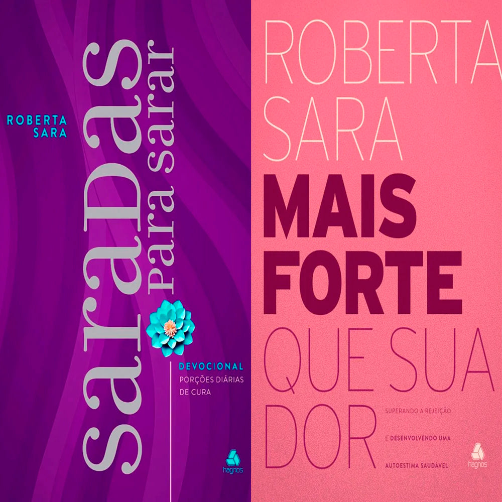 Kit Devocional Saradas Para Sarar + Mais Forte Que Sua Dor, Roberta S, capa roxa e rosa — Plenitude