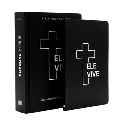 Kit Livro Bloco de Anotações  | Capa Brochura e Bíblia Sagrada Ele Vive | NVI | Letra Maior | Capa Dura Ilustrada