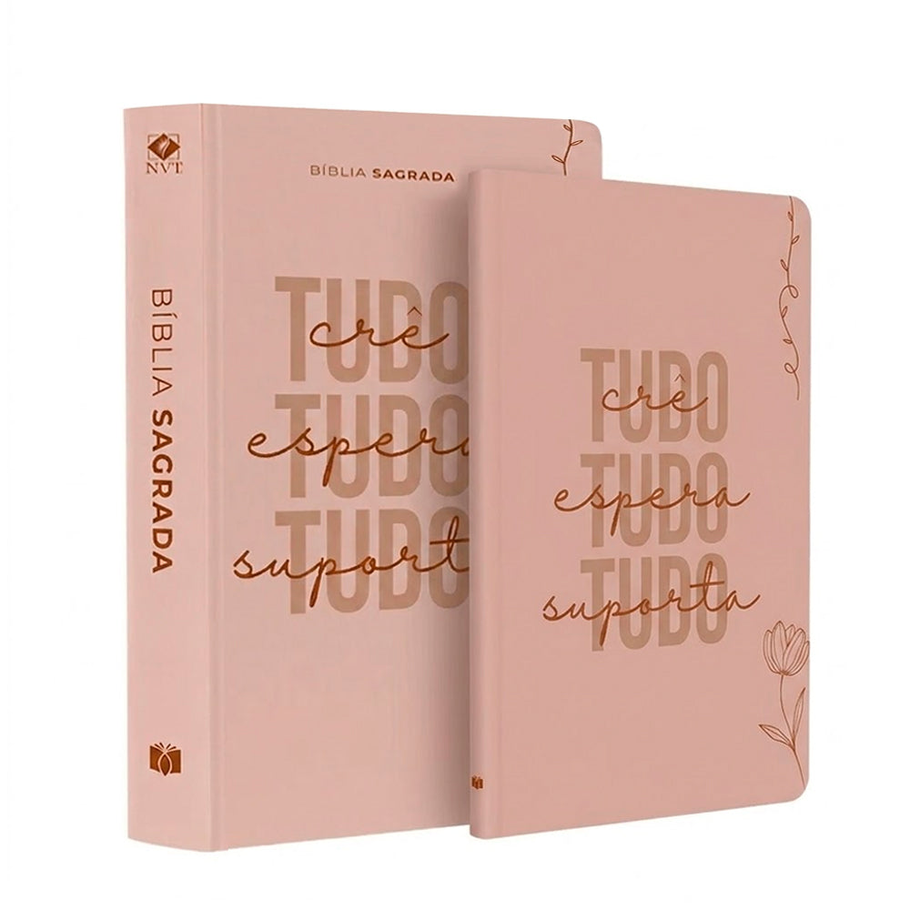 Kit Livro Bloco de Anotações | Capa Brochura e Bíblia Sagrada Slim Tudo Crê | NVT | Capa Dura