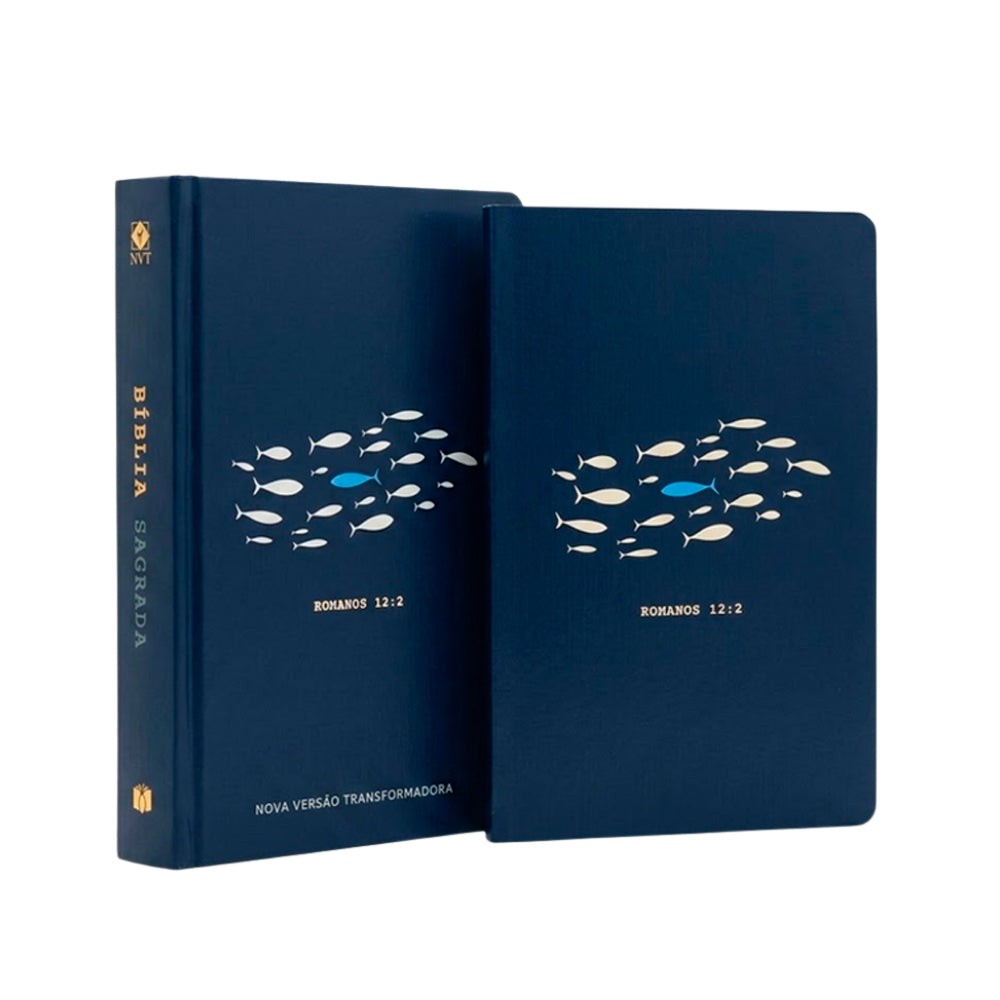 Kit Livro Bloco de Anotações | Capa Brochura e Bíblia Sagrada Slim Correnteza | NVT | Capa Dura
