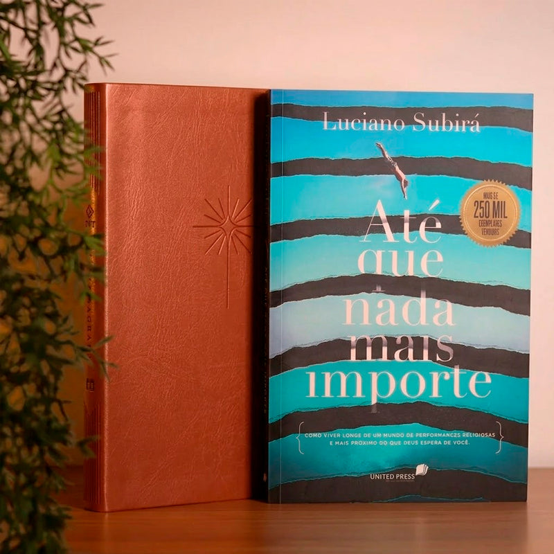 Kit Até que Nada Mais Importe | Luciano Subirá + Bíblia Slim Filament | NVT | Letra Grande | Capa Couro Sintético Marrom