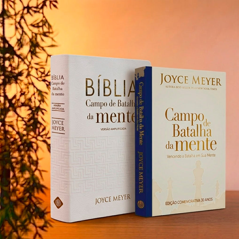 Kit Bíblia Campo de Batalha da Mente | NVA | Letra Normal | Capa Luxo Branca + Campo de Batalha da Mente | Joyce Meyer | Capa Dura Luxo