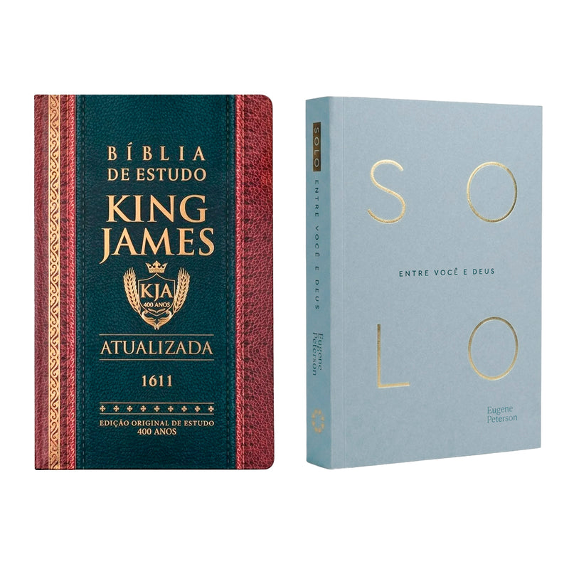 Kit Bíblia de Estudo King James Atualizada | Hipergigante | Full Collor | Capa Dura + Devocional Solo | Eugene Peterson | Capa Brochura