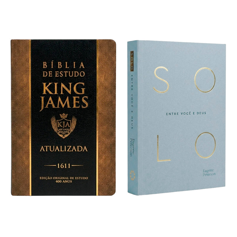 Kit Bíblia de Estudo King James Atualizada | Hipergigante | Full Collor | Capa Dura + Devocional Solo | Eugene Peterson | Capa Brochura