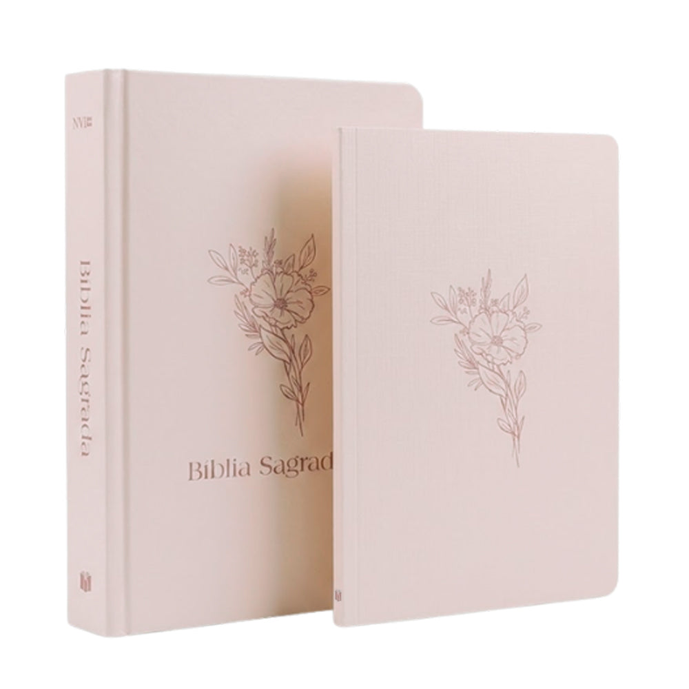 Kit Livro Bloco de Anotações | Capa Brochura e Bíblia Sagrada Flor | NVI | Letra Normal | Capa Dura