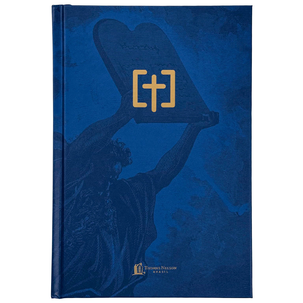 Capa do Lecionário Devocional, de Daniel de Lima Vieira e Pedro Henrique Carvalh, azul com ilustração em dourado. — Plenitude