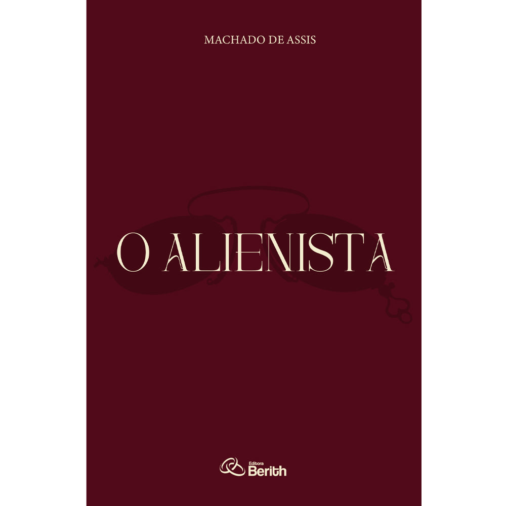 Livro O Alienista de Machado de Assis, capa marrom escura com título e autor em branco. — Plenitude
