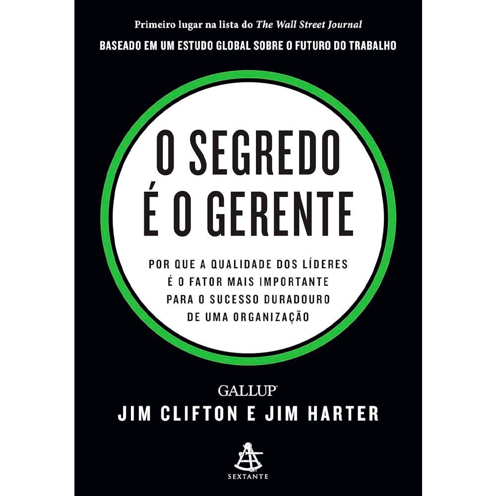 Capa do livro O Segredo é o Gerente, com título em círculo verde sobre fundo preto. — Plenitude