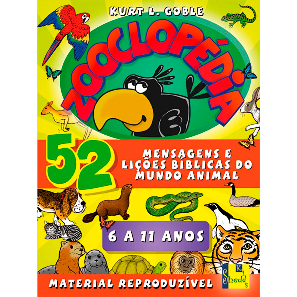 Capa do livro "Zooclopédia" com diversos animais e o título colorido. — Plenitude