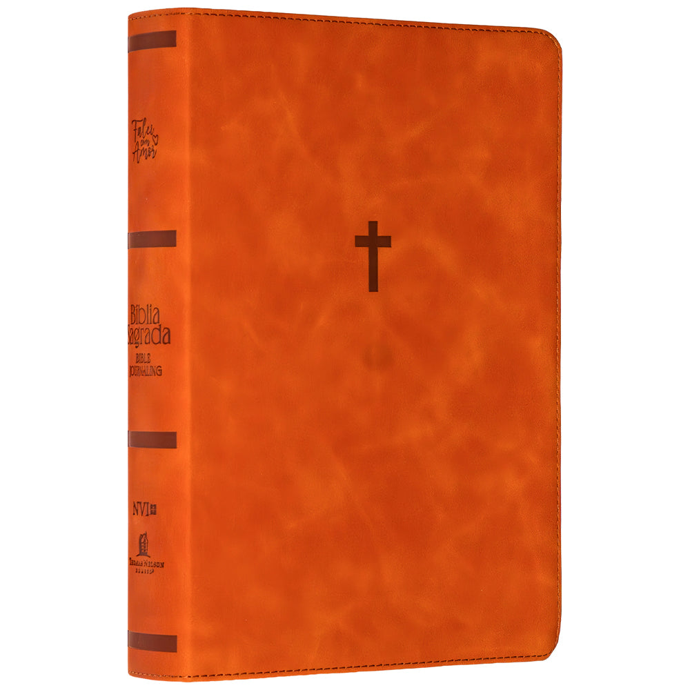 Bíblia Falei Com Amor Cruz | NVI | Bible Journaling | Leitura Perfeita | Luxo Marrom Marmorizado