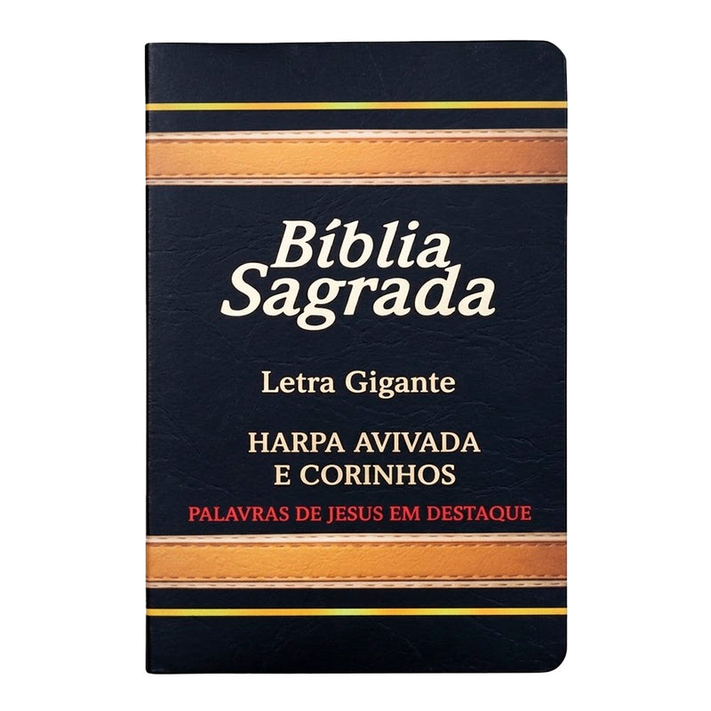Bíblia Sagrada com Harpa Avivada e Corinhos | Letra Gigante | ARC | Laminada Preta e Dourado