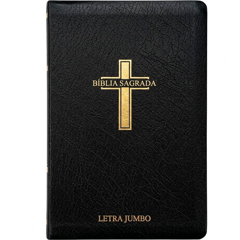 Bíblia Sagrada Letra Jumbo | ARC | Harpa Avivada e Corinhos | Capa PU Luxo Cruz Preta