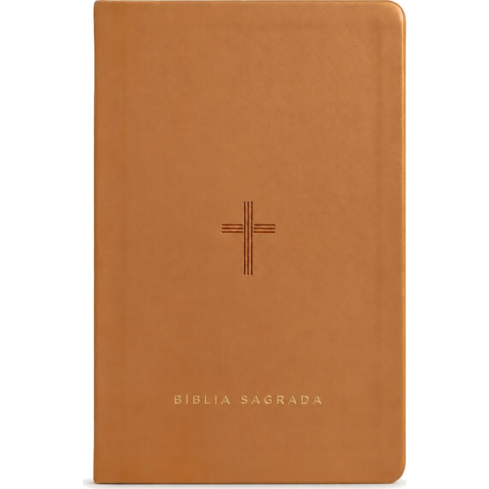 Bíblia Slim NVT | Poder da Cruz | Capa Luxo Caramelo