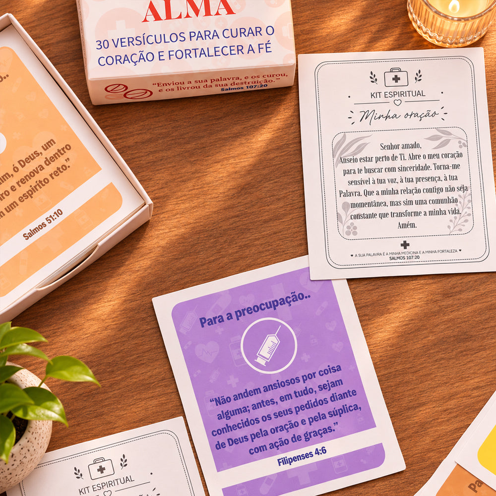 Caixinha Kit da Alma | 30 Versículos Para Aliviar o Espírito  | Branco