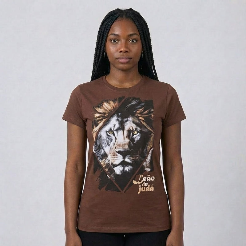 Camiseta Feminina Marrom | Leão de Judá | P
