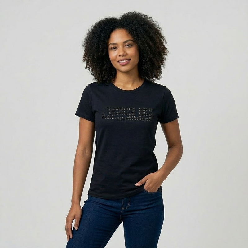 Camiseta Feminina Preta | Jesus | P