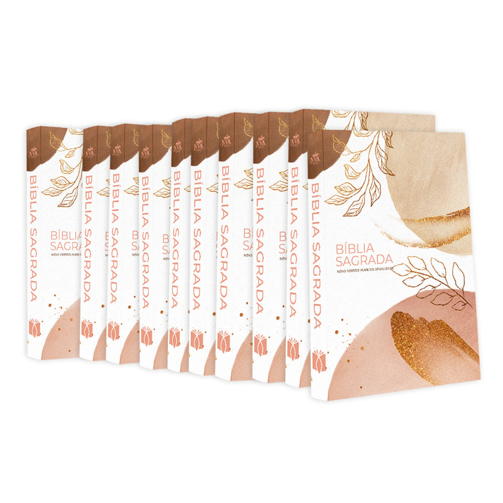 Kit 10 Bíblias Sagrada Brush e Folhas | NVA | Capa Brochura