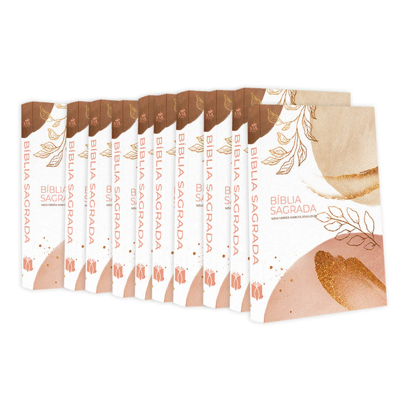 Kit 10 Bíblias Sagrada Brush e Folhas | NVA | Capa Brochura