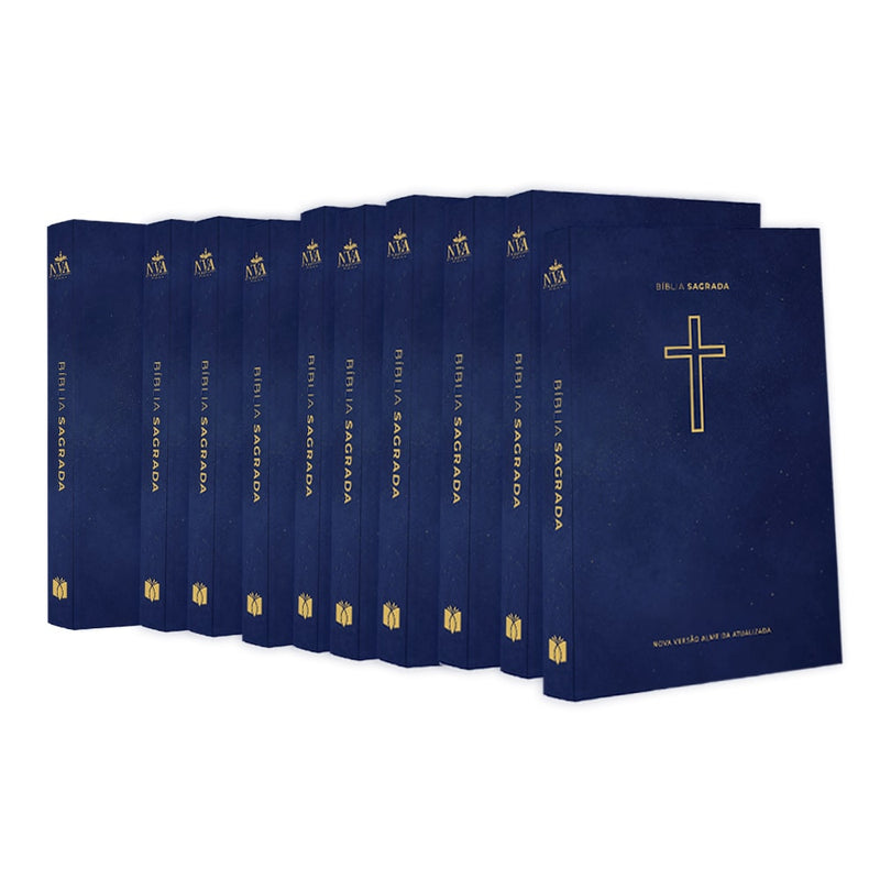 Kit 10 Bíblias Sagrada Salvos Pela Graça | NVA | Capa Brochura Azul