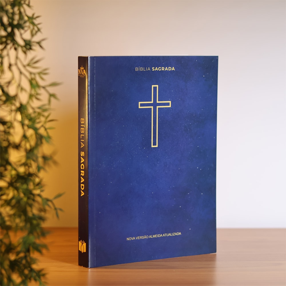 Kit 10 Bíblias Sagrada Salvos Pela Graça | NVA | Capa Brochura Azul · foto 2