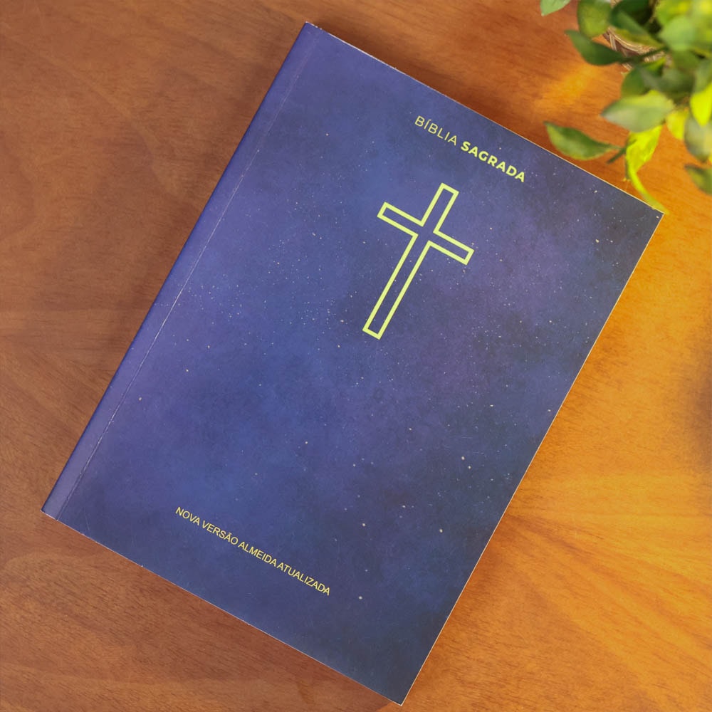 Kit 10 Bíblias Sagrada Salvos Pela Graça | NVA | Capa Brochura Azul · foto 3