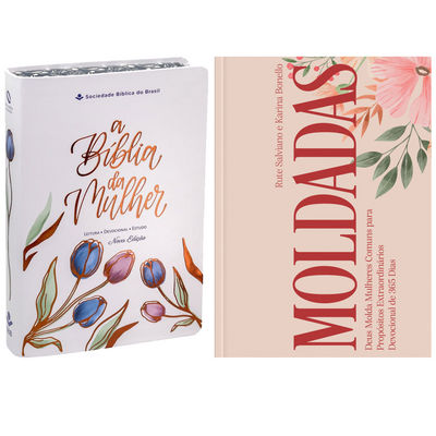 Kit A Bíblia da Mulher | Letra Grande | NAA | Capa Luxo Branca + Devocional Moldadas | 365 Dias com as Mulheres da Bíblia | Rute Salviano e Karina Bonello