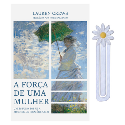 Kit A Força de Uma Mulher | Lauren Crews + Marca Página 3D | Margarida Branca Miolo Amarelo