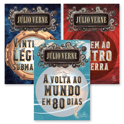 Kit A Volta ao Mundo em 80 Dias + Vinte Mil Léguas Submarinas + Viagem ao Centro da Terra | Júlio Verne