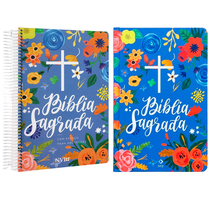 Kit Bíblia Anote Espiral Céu Azul | NVI + Bíblia Céu Azul | NVT | Capa Dura | Letra Normal