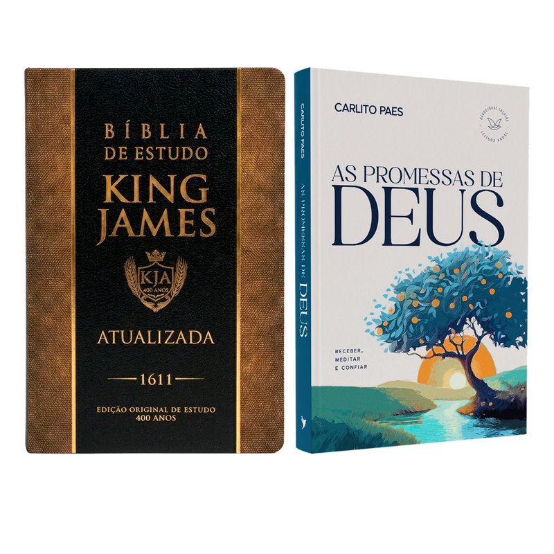 Kit Bíblia de Estudo King James 1611 | KJA 400 Anos | Full Collor | Capa Dura + Devocional As Promessas de Deus | Carlito Paes