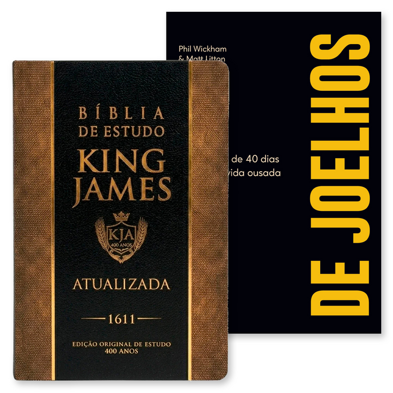 Kit Bíblia de Estudo King James 1611 | KJA 400 Anos | Full Collor + Devocional De Joelhos | Phil Wickham e Matt Litton