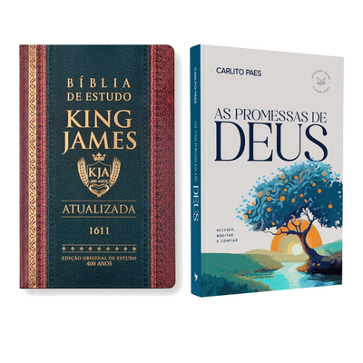 Kit Bíblia de Estudo King James Atualizada | Full Collor | Capa Dura + Devocional As Promessas de Deus | Carlito Paes
