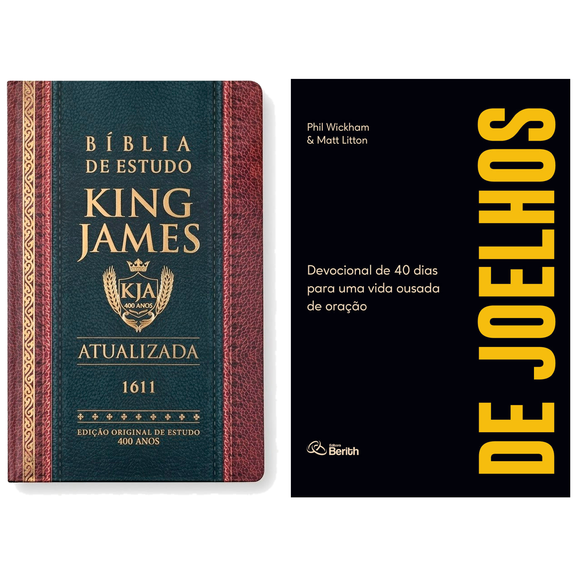 Kit Bíblia de Estudo King James Atualizada | Hipergigante | Full Collor | Capa Dura + Devocional De Joelhos | Phil Wickham e Matt Litton