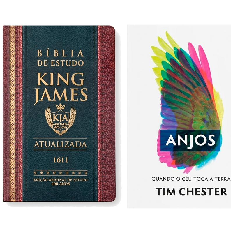 Kit Bíblia de Estudo King James Atualizada | Hipergigante | Full Collor | Capa Dura + Anjos | Tim Chester
