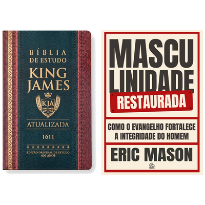 Kit Bíblia de Estudo King James Atualizada | Hipergigante | Full Collor | Capa Dura + Masculinidade Restaurada | Eric Mason