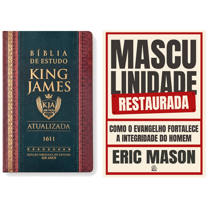 Kit Bíblia de Estudo King James Atualizada | Hipergigante | Full Collor | Capa Dura + Masculinidade Restaurada | Eric Mason