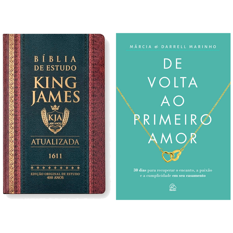 Kit Bíblia de Estudo King James Atualizada | Hipergigante | Full Collor | Capa Dura + De Volta ao Primeiro Amor | Márcia e Darrell Marinho