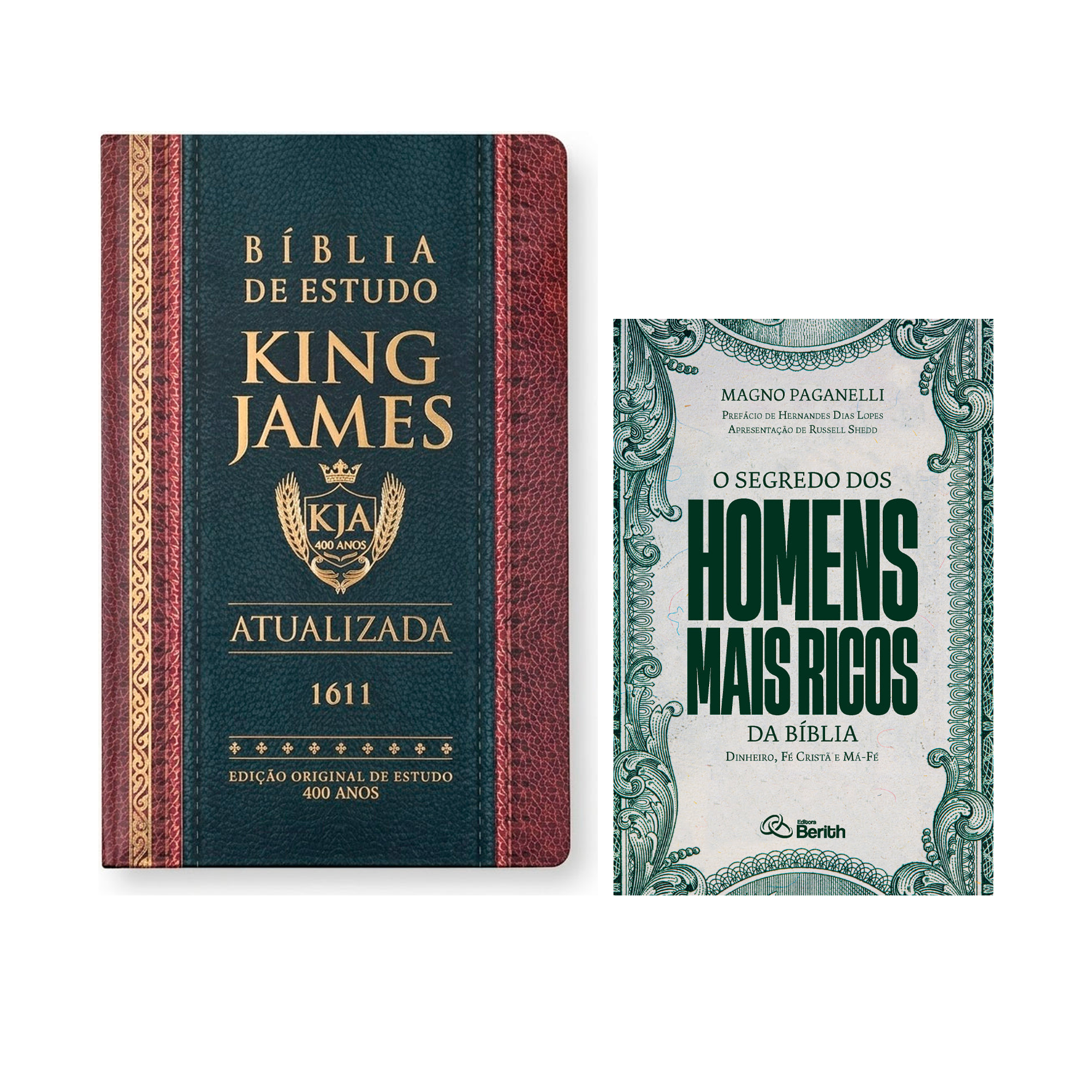 Kit Bíblia de Estudo King James Atualizada | Hipergigante | Full Collor | Capa Dura + O Segredo dos Homens Mais Ricos da Bíblia | Magno Paganelli