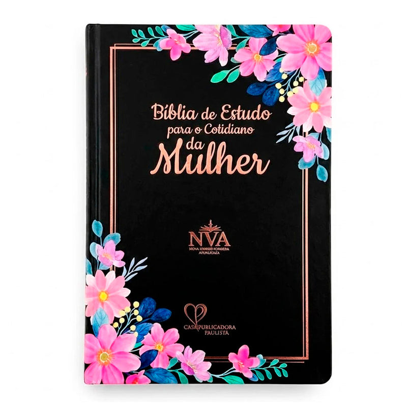 Capa de Bíblia de Estudo Para o Cotidiano da Mulher | NVA | Full Collor | Capa Dura Preta — item do Kit Bíblia de Estudo Para o Cotidiano da Mulher | NVA | Full Collor | Capa Dura Preta + Caderno Moleskine | Com Pauta | Floresça Onde Deus Te Plantou + Devocional Uma Vida Abençoada | Kelly Minter