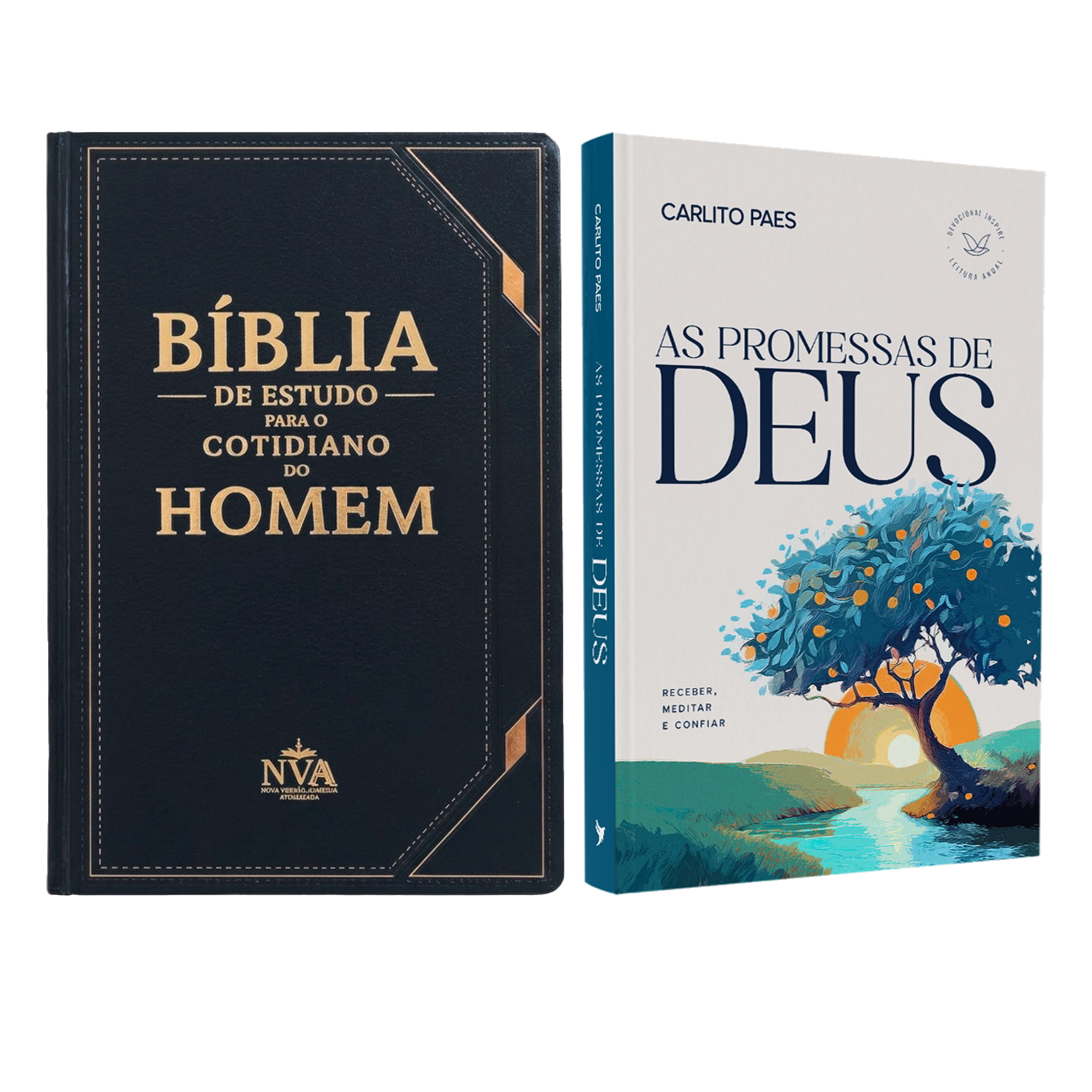 Kit Bíblia de Estudo Para o Cotidiano do Homem | NVA | Full Collor | Capa Dura Preta + Devocional As Promessas de Deus | Carlito Paes