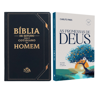 Kit Bíblia de Estudo Para o Cotidiano do Homem | NVA | Full Collor | Capa Dura Preta + Devocional As Promessas de Deus | Carlito Paes