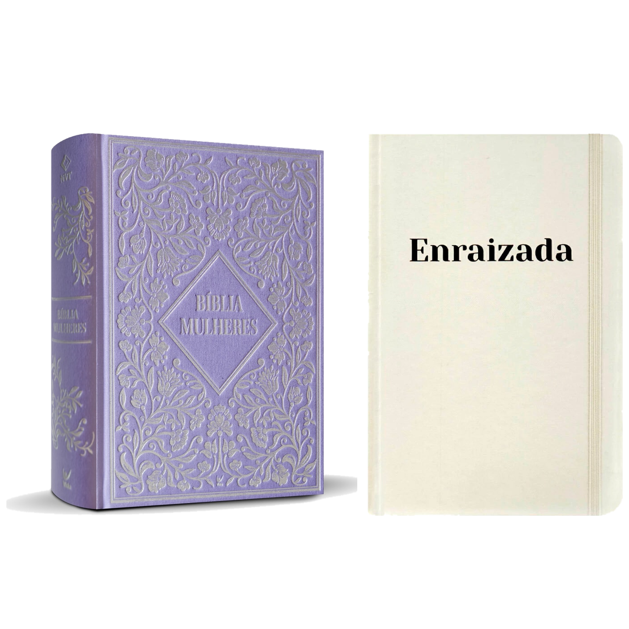 Kit Bíblia Mulheres | NVT | Espaço Para Anotações | Capa Dura Vintage Roxa + Moleskine Enraizada | Viviane Martinello