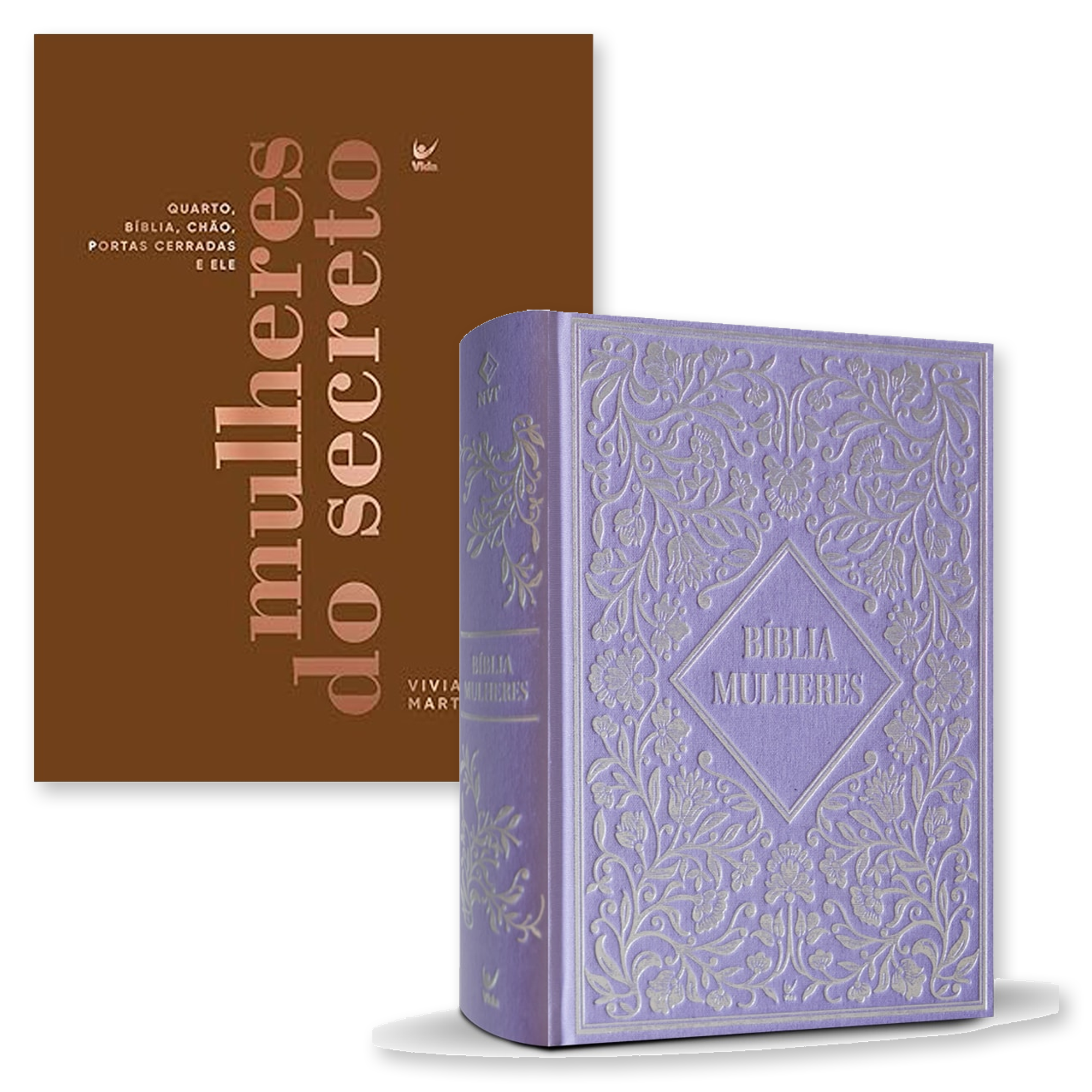 Kit Bíblia Mulheres | NVT | Espaço Para Anotações | Capa Dura Vintage Roxa + Mulheres do Secreto | Viviane Martinello